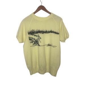 Vintage 80’s Honolulu Tops Short Sleeve Surf Sweatshirt Sz Medium Yellow